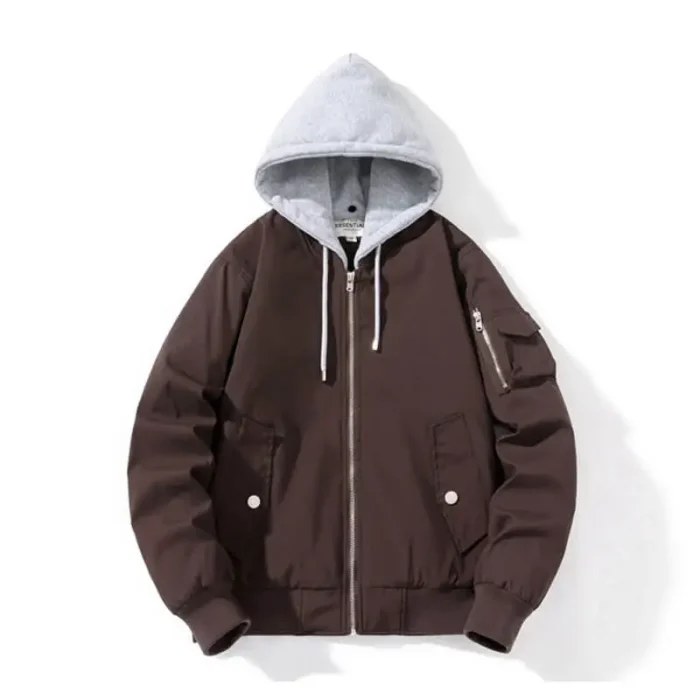 Hooded Brown Essentials Denim Jacket